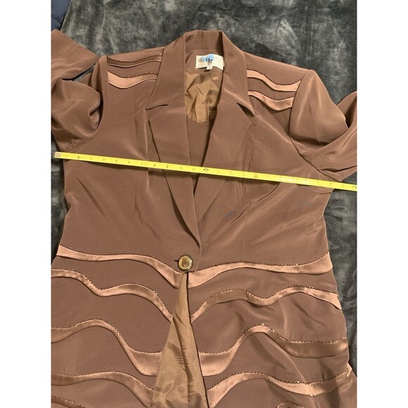 Vtg Louise Ricci Womens Suit Chocolate Brown Size 18 Beaded Embellished Lined - Picture 10 of 16